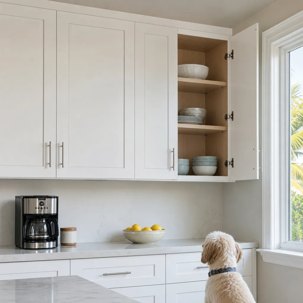 Finished custom kitchen cabinets installed in a St. Augustine home kitchen